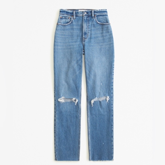 Abercrombie & Fitch Denim - Abercrombie & Fitch Curve Love The 90s Straight
Ultra High Rise Jean Destroyed